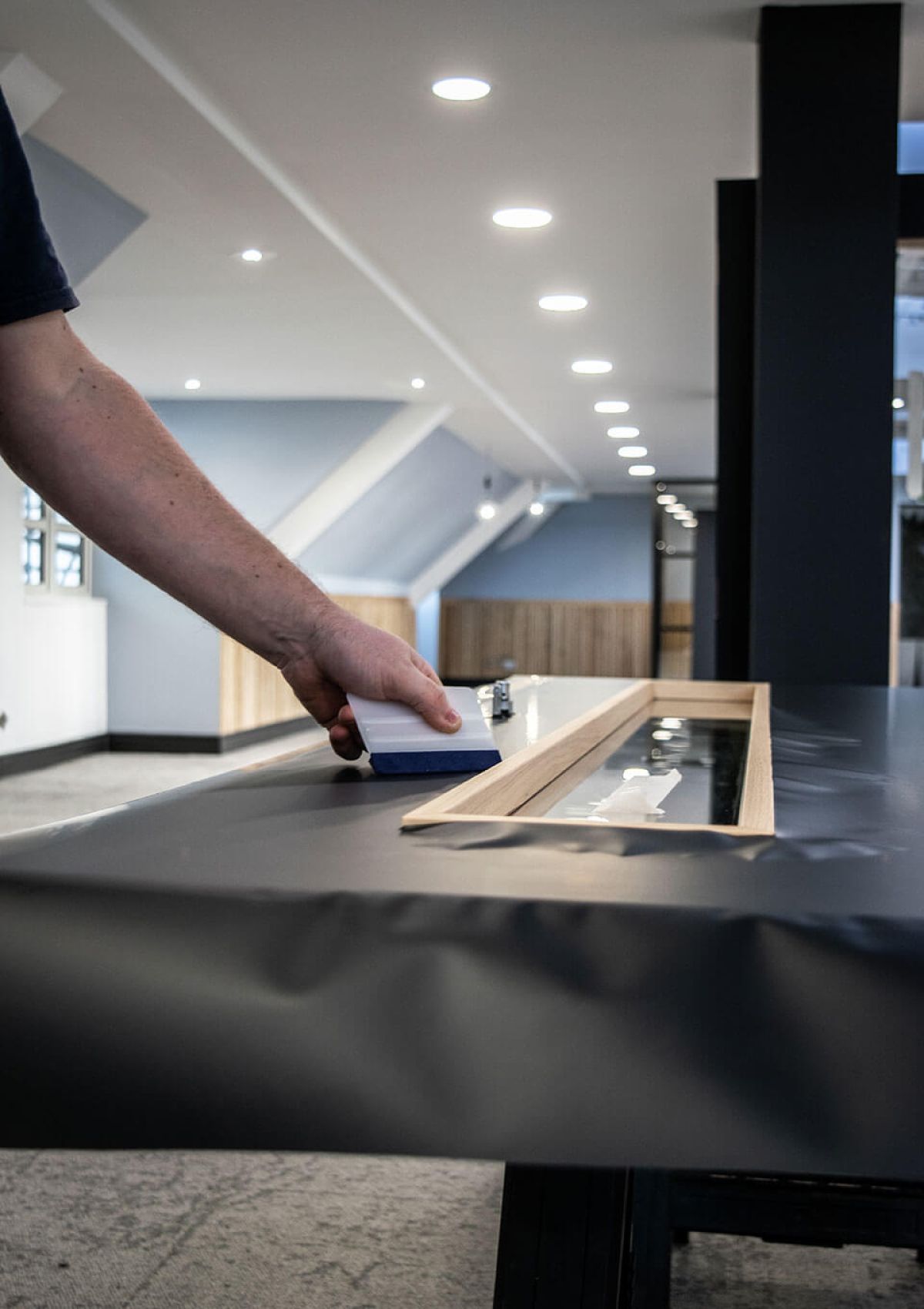 fire door being wrapped