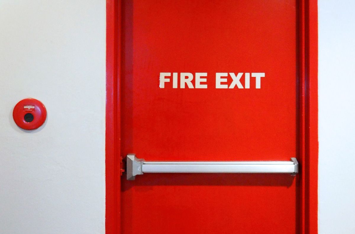A red fire door 